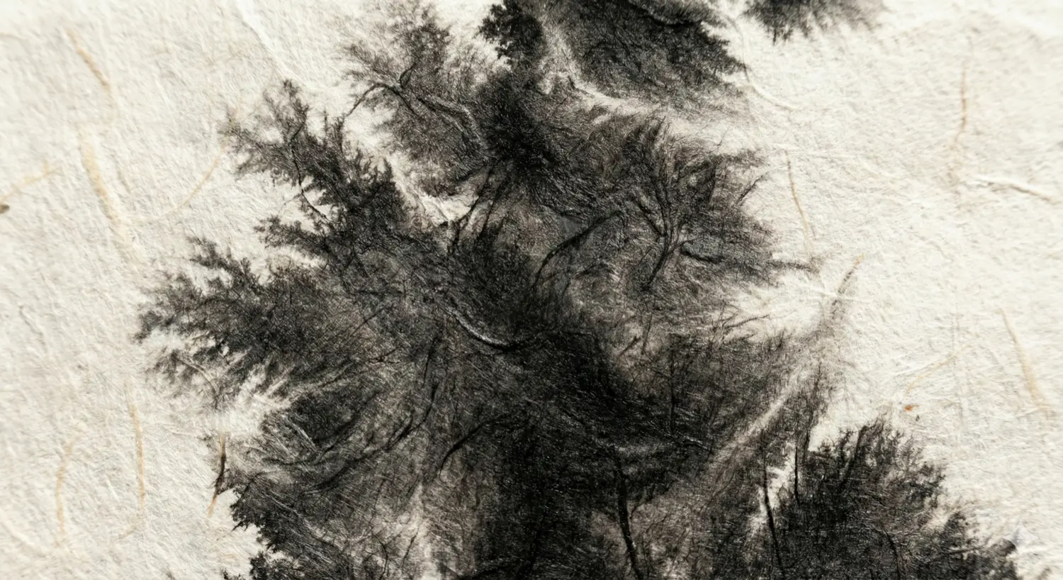 Macro shot showing the texture of ink soaking into fibrous Washi paper